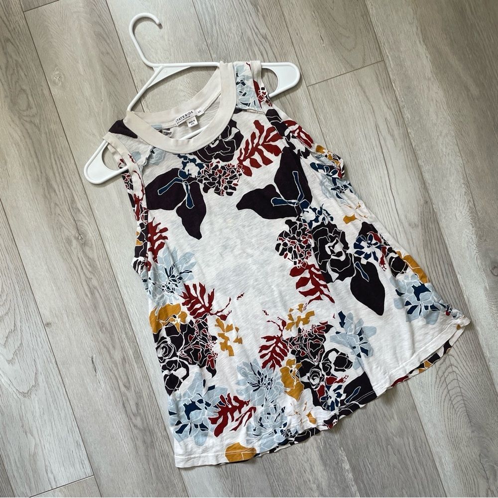 Stateside Floral Tank Top supima cotton White (medium) boho chic abstract asian